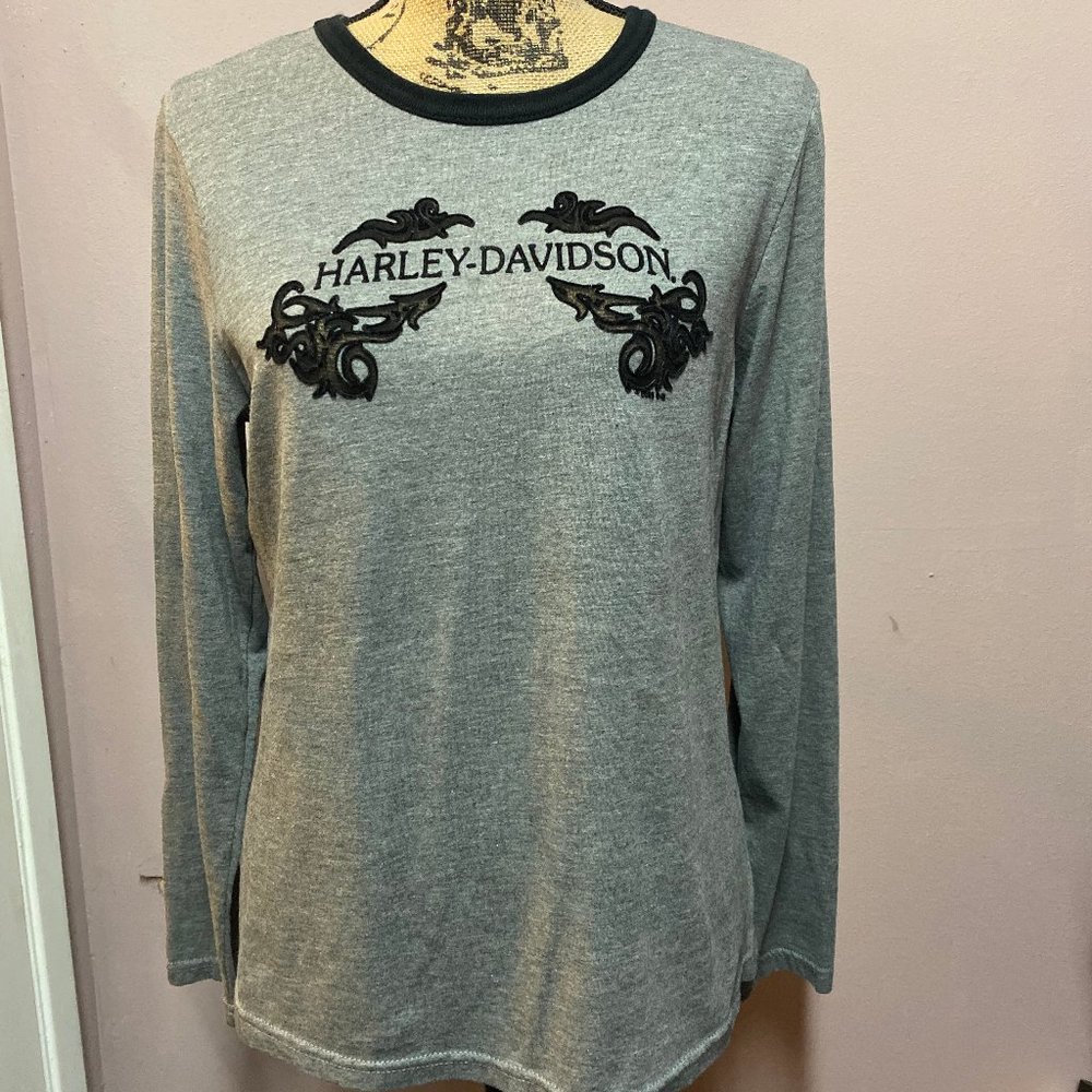 Harley Davidson Gray Long Sleeve Top